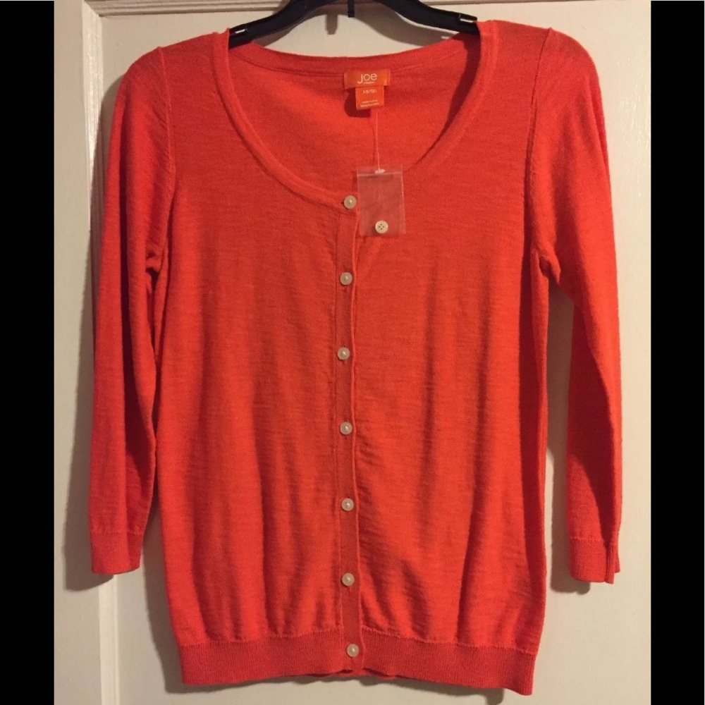 Joe Fresh Orange Cardigan Button Sweater